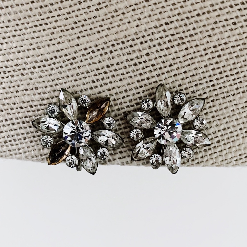 Vintage Rhinestone Snowflake Earrings